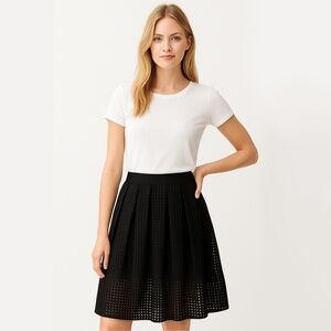 Oak + Fort Black Mini Skater Pleated Skirt